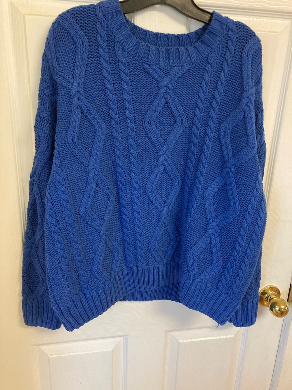 Princess Polly Cable Knit Crewneck Oversized Sweater - Royal Blue - Picture 3 of 6